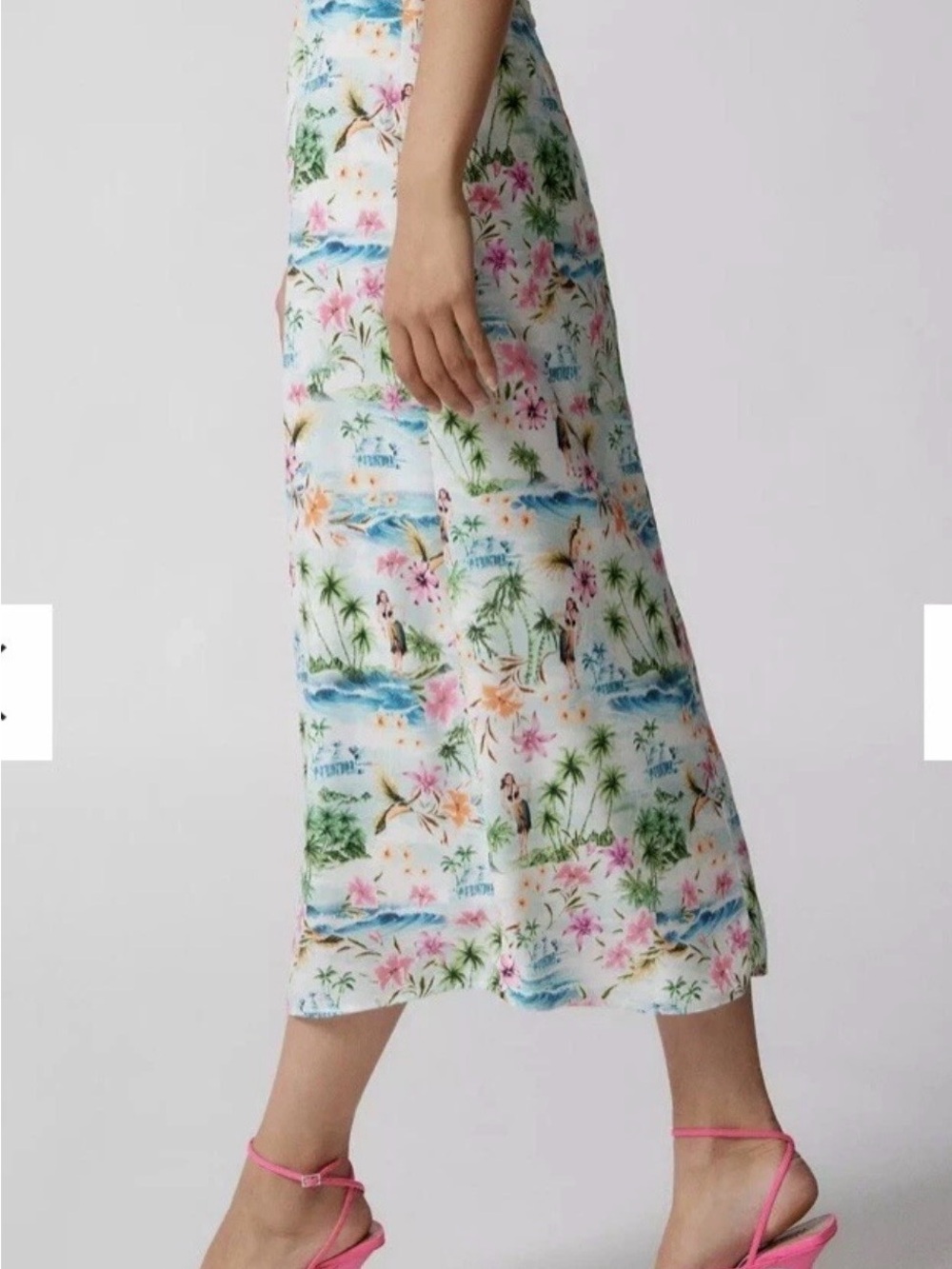 Urban Outfitters Tropical Floral Midi Skirt - White/Pastel - Picture 2 of 7